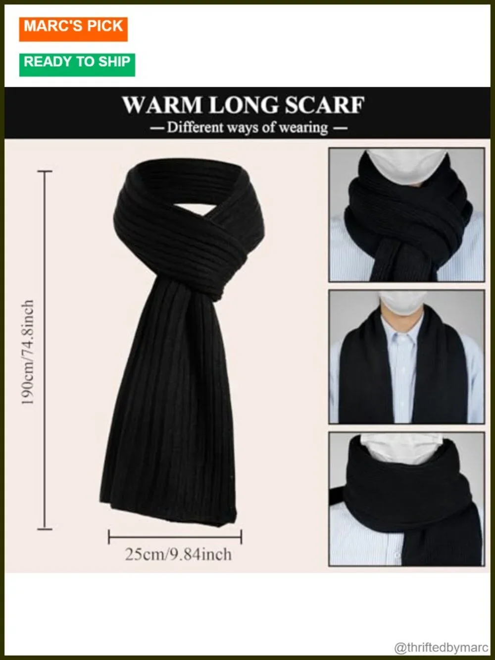 Men's Winter Hat Scarf Gloves Set, 3 PCS Warm Beanie Long Scarf Fleece Lined